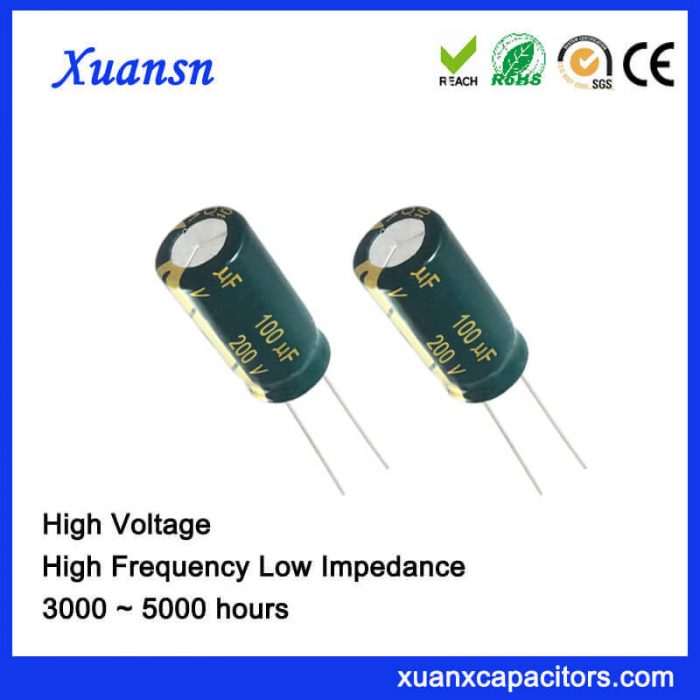 100UF 200V High voltage plugin capacitor